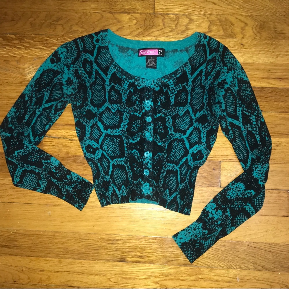 Long Sleeved Green&Blk Stretch Cardigan w Buttons